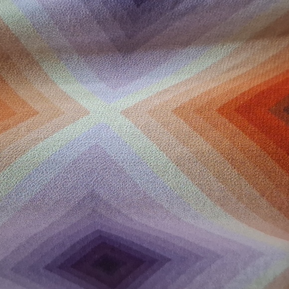 Isalis size S button down blouse in orange and purple. - Picture 2 of 5